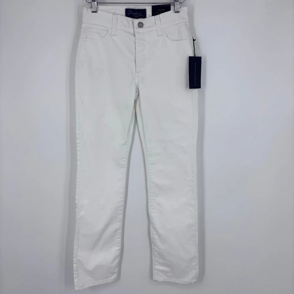 NYDJ Not Your Daughters Jeans Sheri Slim Womens 0P White Straight Leg NEW W/FLAW